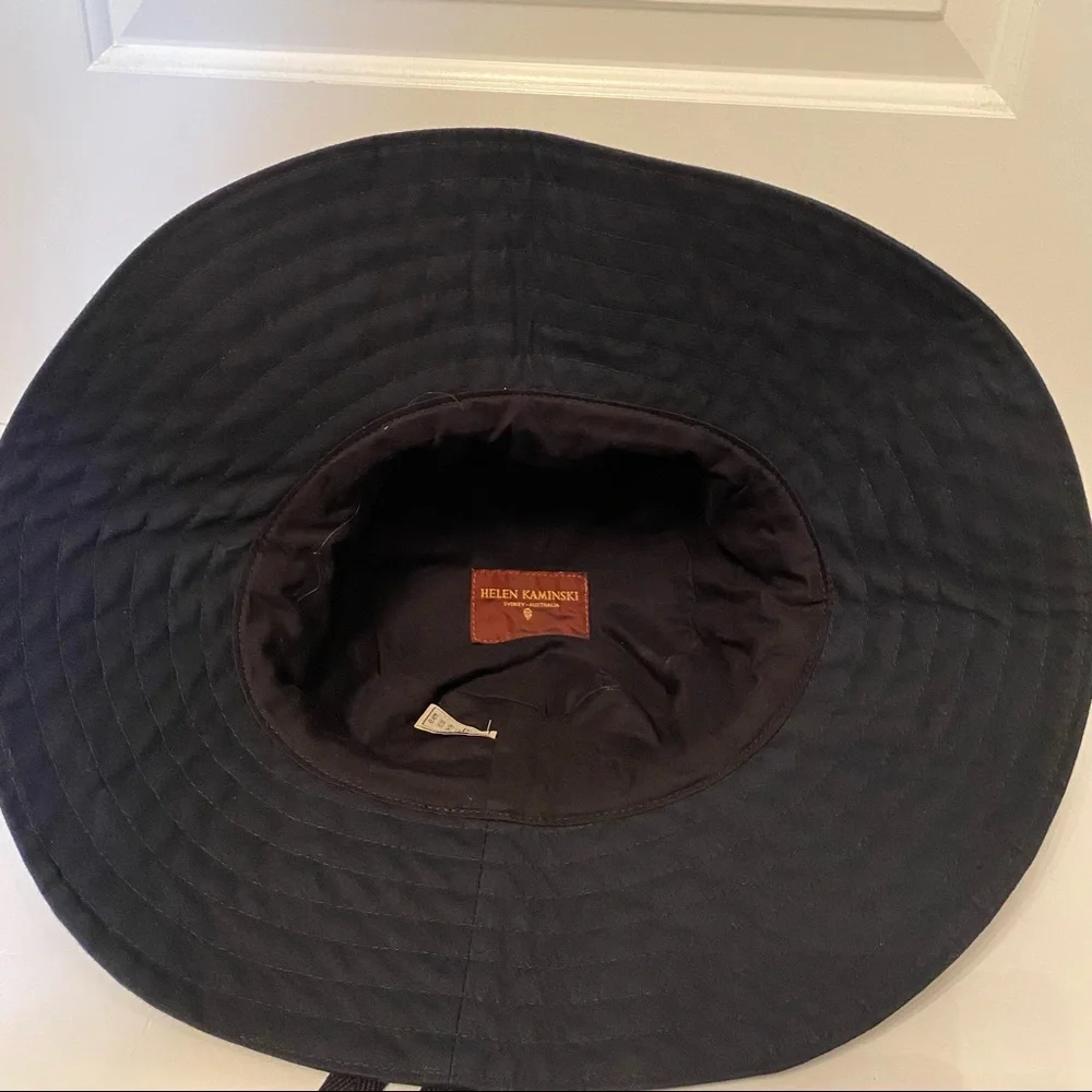 HELEN KAMINSKI HAT NAVY BLUE FABRIC WIDE BRIM SUN AUSTRALIA ONE SIZE OS